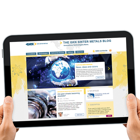 Ipad showing the homepage of the innovation blog screen