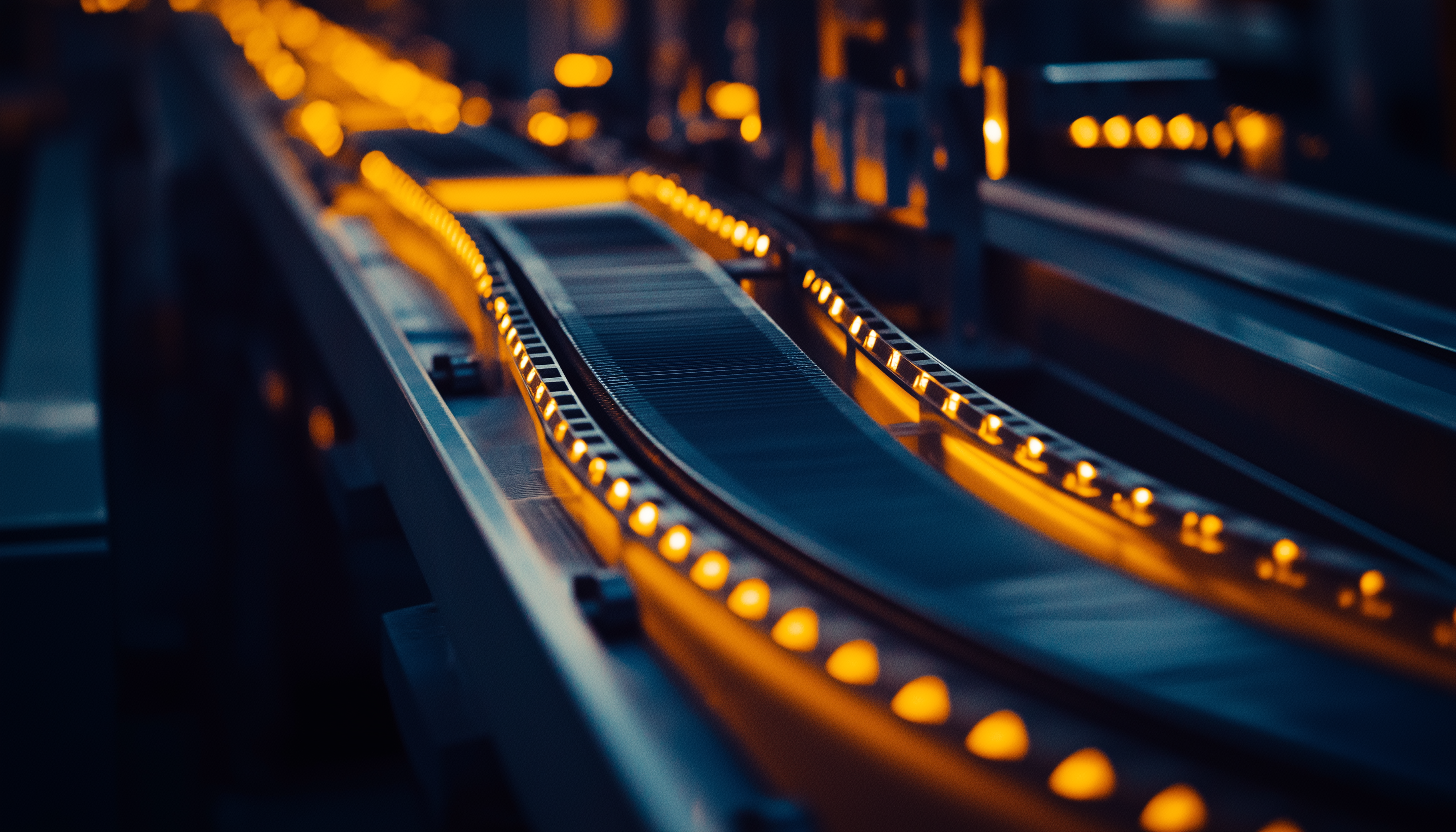 Close Up Of A Conveyor Belt With Perfectly Polished