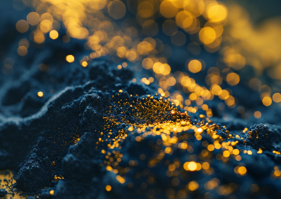 Abstract image of powdered metal with powdered gold colour on top