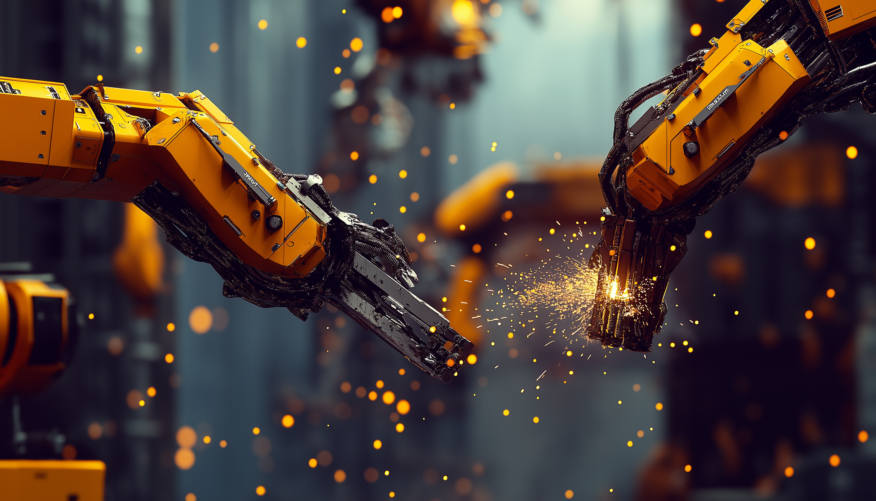 Massive Robotic Arms Forging Metallic Machine