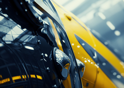 Zoomed in image of a glossy machine part