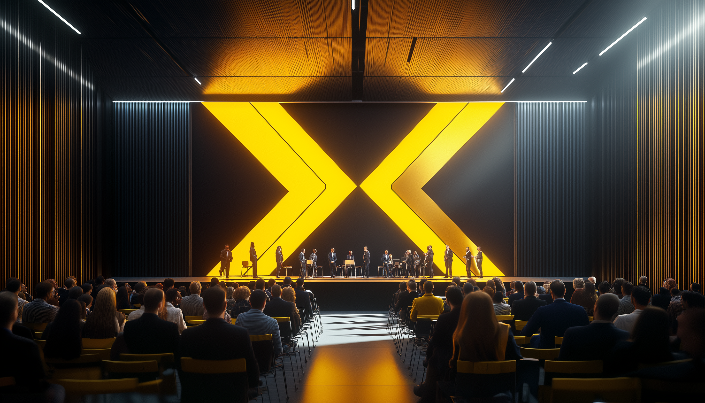 Exhibition Of A Corporate Event Room With A Stage