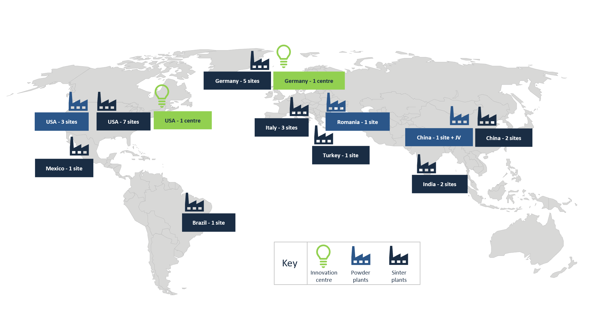 Map of GKN PM locations across the world