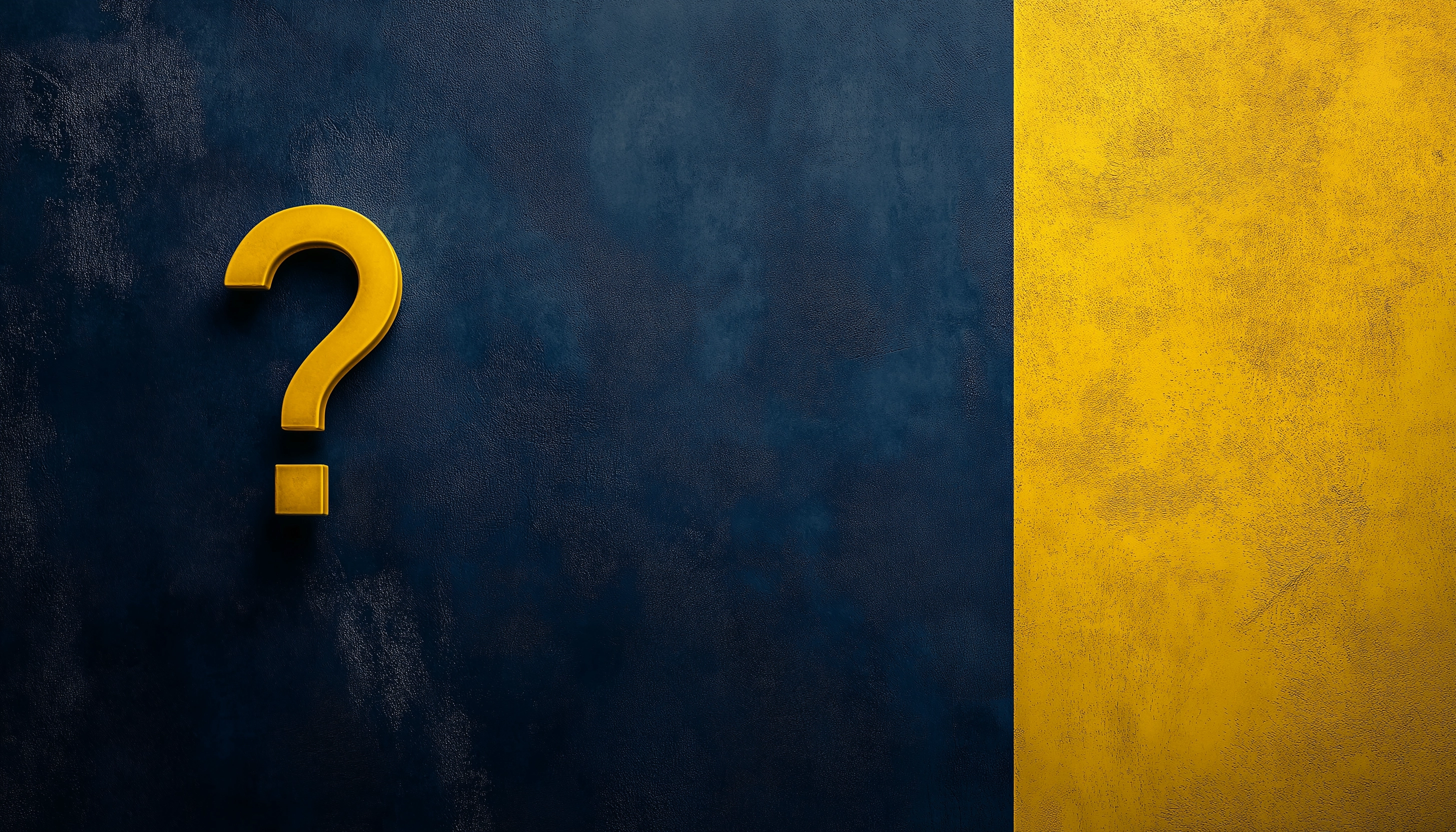 Question Mark Made Of Yellow Metal Deep Navy And Yellow